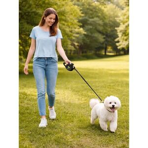 Idepet Retractable Dog Leash Black 5mm Tangle Free for Small Medium Dogs
